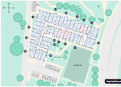 Thumbnail 9 of 15 - A map shows a grid of buildings with a visitor center, courtyard, and Hayfield Hall.