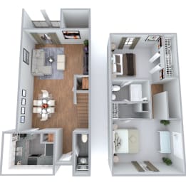2 bedroom, 1.5 bath Floor Plan at Emerald Bay, Charlotte, North Carolina