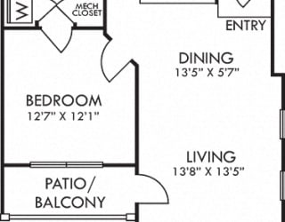 Biltmore. 1 bedroom apartment. Kitchen with bartop open to living/dinning rooms. 1 full bathroom. Walk-in closet. Patio/balcony.