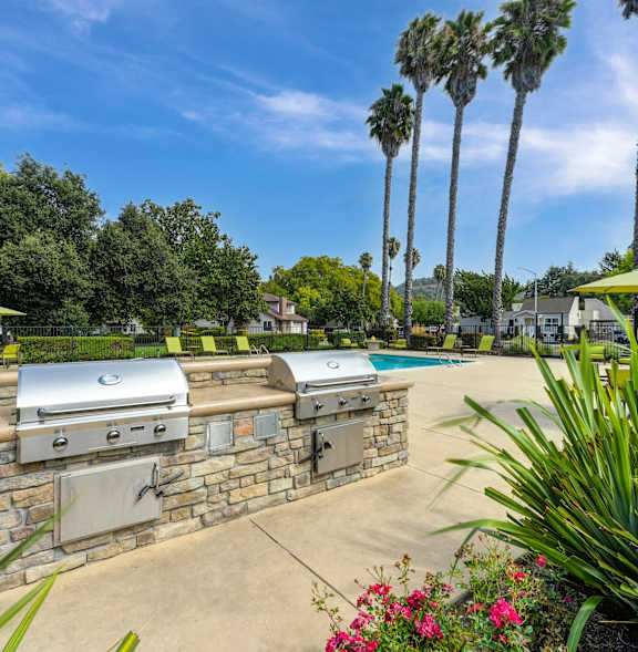BBQ area at Vineyard Terrace Apartments, California