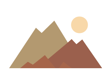A graphic of a mountain range with a sun in the sky.