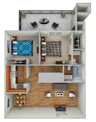 Floor Plan  2 Bedroom Floor Plan at Stratford Manor Apartment Homes, Meridian, MS, 39305