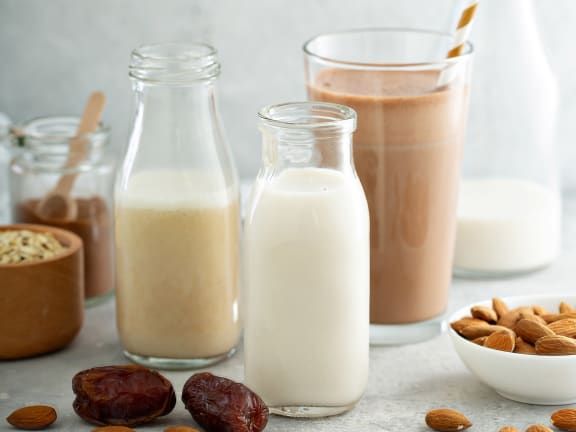 Date shake, milk, and fruit at Mirabella Apartments, CA, 92203