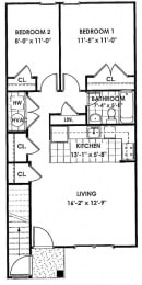  Floor Plan 2 Bedrooms