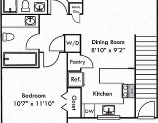 The Linden. 2 bedroom apartment with 1st floor entry. Kitchen with bartop open to living/dinning room. 2 full bathroom. large closets. Patio/balcony.