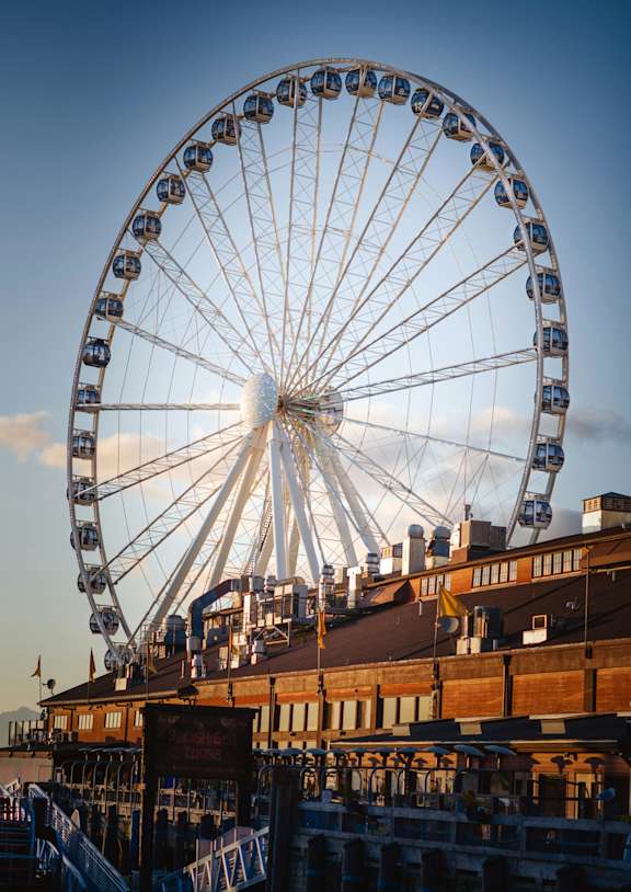 Large Ferris wheel at AVIA on Pike Street, Seattle, WA