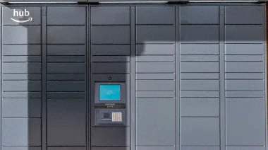 a door of a building with a tv on it