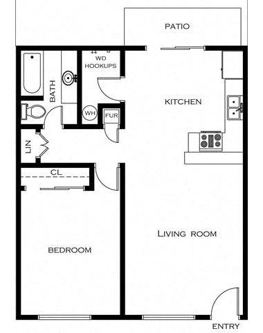 a floor plan of a small room with a bedroom and a living room