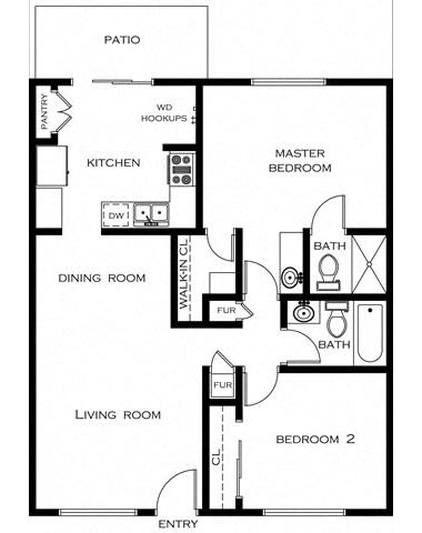 a floor plan of a small house with a kitchen and a living room