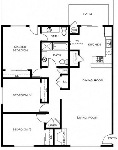 a floor plan of a house with a kitchen and a living room