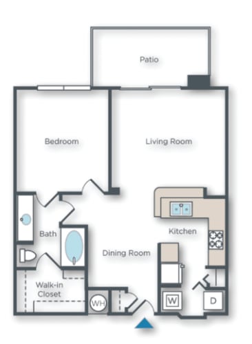 Floor Plan  Bougainvilla  1 bed 1 bath with large patio
