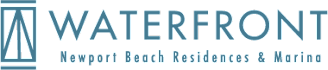 A logo for Waterfront Newport Beach Residences & Marina.