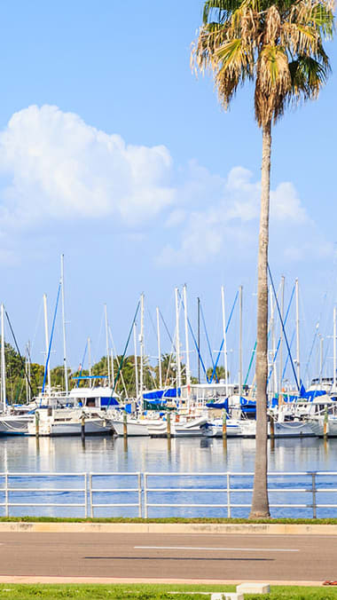Boats in the harbor at Clipper Bay, Tampa, FL, 33616