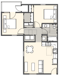  Floor Plan Two Bedroom One Bathroom 768 Sq Ft