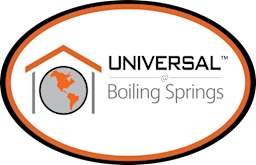 The image is a logo of Universal Boiling Springs.