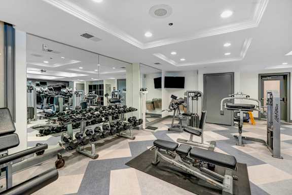 fitness center at Apex Mission Valley, San Diego