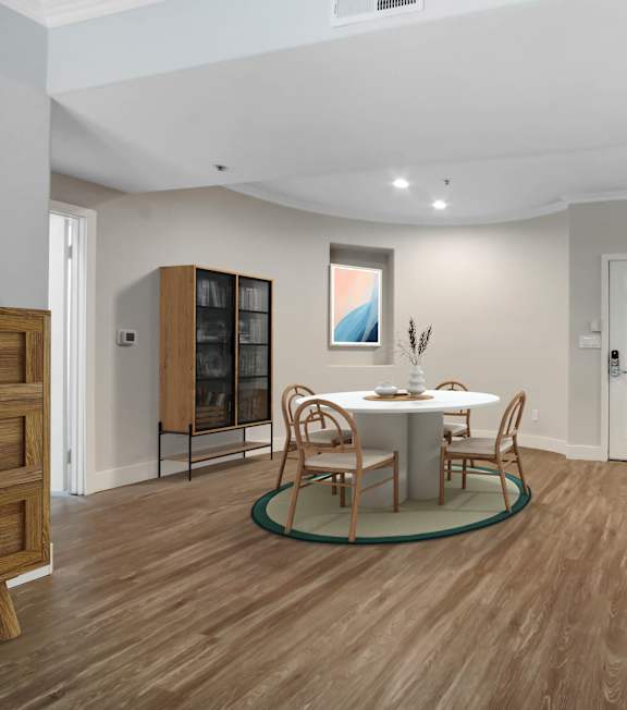 a living room with a couch and a table at Toluca Court, Toluca Lake, CA