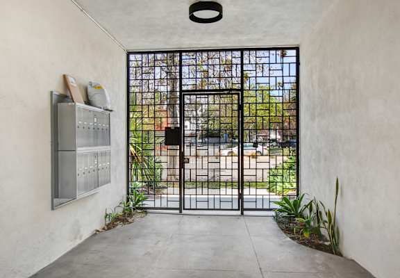 a view of the courtyard from the entryway of the house