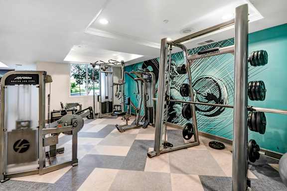fitness center at Apex Mission Valley, San Diego, CA, 92108