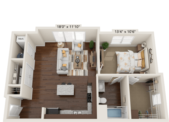 A2 Floor Plan at The Bend Arbordale, Virginia
