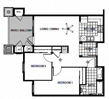 Floor Plan  2 Bedroom 1 Bathroom Floor Plan