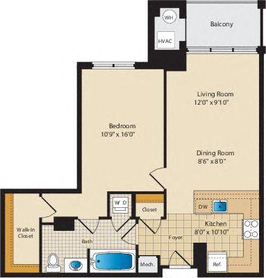 Arlington VA one bedroom apartments with balcony