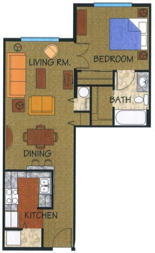 The Metropolitan Apartments 1x1 Phase II 625.2 Floor Plan
