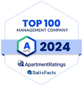 An infographic highlights that Apartment Ratings is the top management company of 2024.