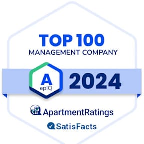 An infographic highlights that Apartment Ratings is the top management company of 2024.