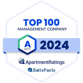 An infographic highlights that Apartment Ratings is the top management company of 2024.