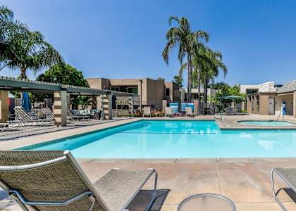 our resort style swimming pool is next to our apartments at the crossings at camelback at Aspire Upland Apartments, Upland, 91786