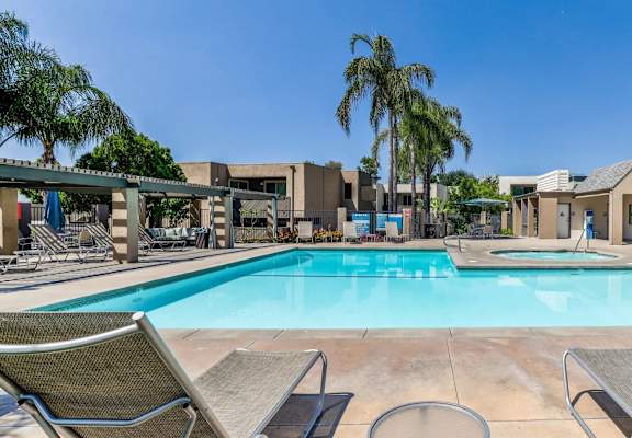 our resort style swimming pool is next to our apartments at the crossings at camelback at Aspire Upland Apartments, Upland, 91786
