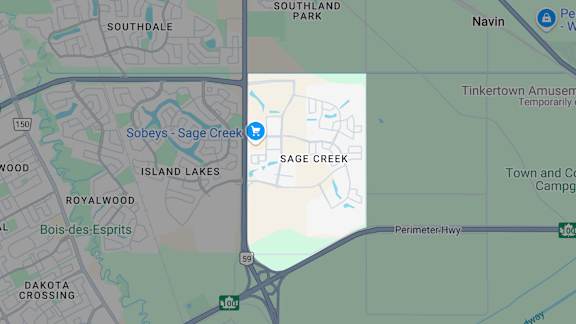 A map shows the location of Sage Creek Island Lakes in relation to surrounding areas.