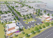 Thumbnail 6 of 8 - an aerial view of a city street with buildings and cars
