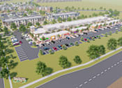 Thumbnail 5 of 8 - an aerial view of a parking lot with buildings and cars