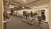Thumbnail 6 of 8 - a rendering of a gym with people exercising on exercise machines