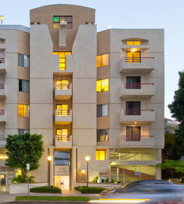 Exterior front view of an apartment building