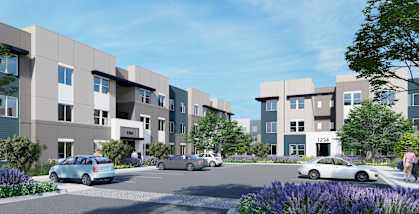 Home Exterior View at The Crawford Apartments, California