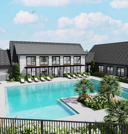 A large house with a pool in the backyard at The Pullman Luxury Apartment Homes, Georgia 30349