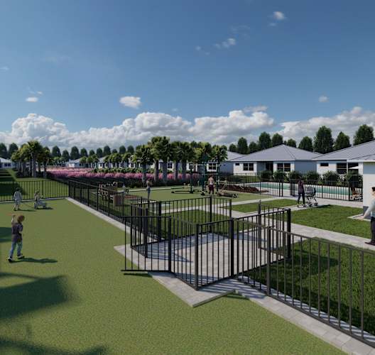 a rendering of a childrens play area at a park