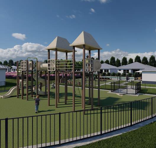 a rendering of a playground at a park
