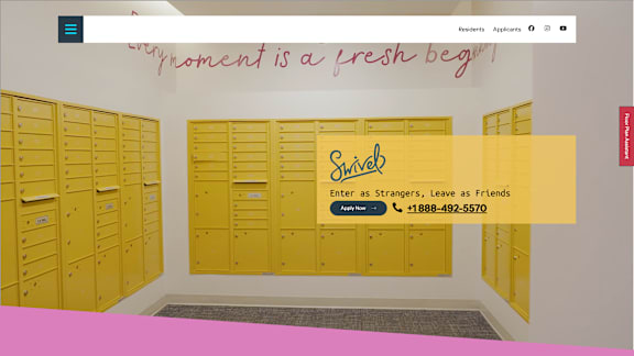 A webpage header with a locker room image and a phone number.