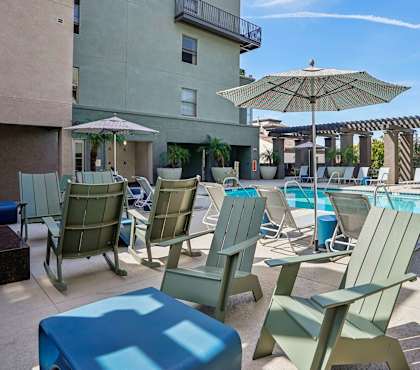 Outdoor pool at Haven at Del Mar Station Apartments in Pasadena CA