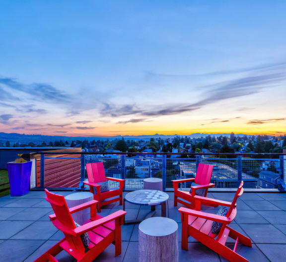 Ballard Lofts Outdoors Open Air Party Patio with Fire Pits and Seating Areas
