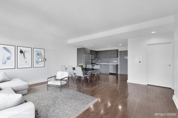 Open living and dining area
