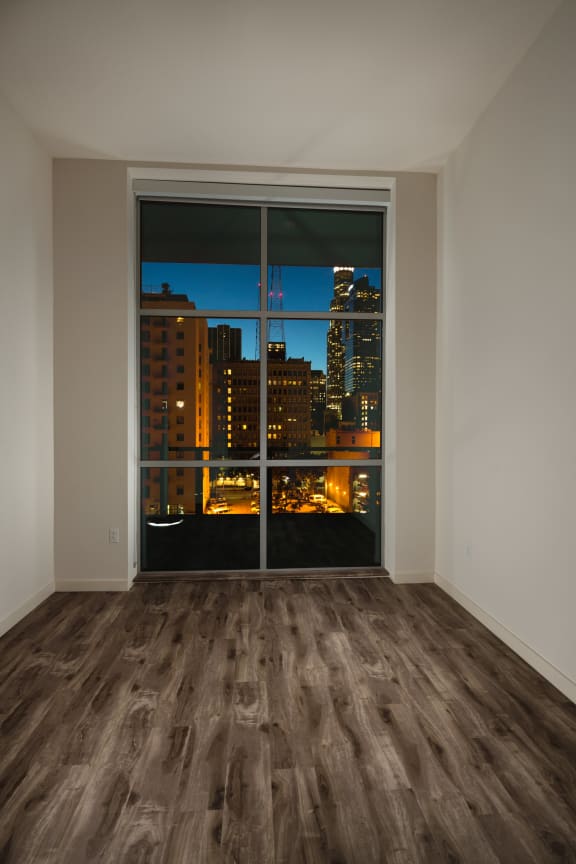 penthouse floor plan with floor to window ceiling at Topaz Apartments, Los Angeles, CA, 90013