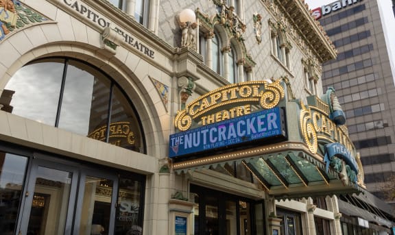a view of the exterior of the capitol theatre in salt lake city on wednesday,
