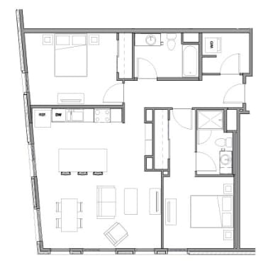 Floor Plan  Two Bedroom at Allez, Redmond, WA