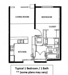  Floor Plan One Bedroom Market Unit