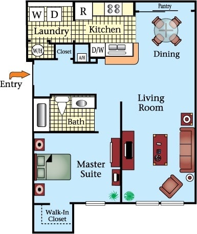 Floor Plan  a floor plan of a two bedroom apartment with a bathroom and a living room